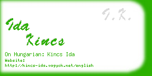 ida kincs business card